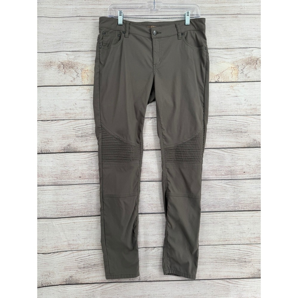 prAna Brenna Pants Womens 10 Olive Moto Pleated Hiking Outdoor W4BREN315